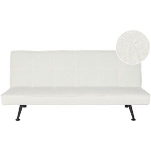 Beliani Sovesofa Hvid Bouclé Polyester 3 Personers Moderne Blød Sofa Sofaseng Tre Personers Designsofa til Værelse Stofsofa