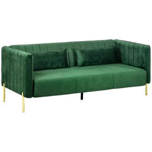 Rootz Living Rootz Sofa - 3 personers sofa - Sofa med 2 hynder - Velvet Look - Retro Design - Aftageligt betræk - Imiteret fløjl - Grøn - 195cm x 88cm x 76cm