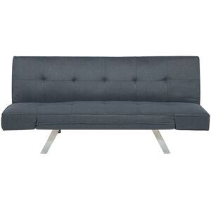 Beliani Sovesofa Mørkeblå Kunstlæder med Skumfyld og Sort Metalben 3 Personers Justerbar Arme Moderne Daybed Omstilling Retro Design Indretning