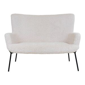 Homeshop 2 personers sofa i hvid kunstig lammeskind med sorte ben - 1301176