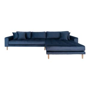 Homeshop Sofa højrevendt i mørkeblåt velour med fire puder HN1005 - 1301183