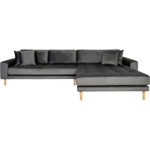 Homeshop Sofa højrevendt i mørkegrå velour med fire puder HN1013 - 1301186