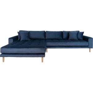 Homeshop Sofa venstrevendt i mørkeblåt velour med fire puder HN1005 - 1301193