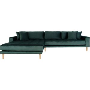 Homeshop Sofa venstrevendt i mørkegrøn velour med fire puder HN1006 - 1301195