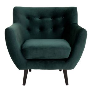 Homeshop Lænestol i mørkegrøn velour med sorte ben HN1006 - 1101536