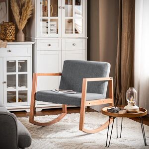 SoBuy Loungestol / Gyngestol Med Stil Og Komfort I Mid Century Design, Grå Hynde