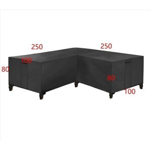 møbelbetræk til udendørsmøbler hjørnesofa med vandtæt sort 250*250*100 cm