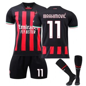 2022-2023 AC Milan Home Børnefodboldtrøje nr. 11 Ibrahimovic Komfortabel- Perfet 8-9years