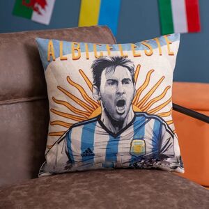 Qatar 2022 World Cup Pudebetræk Bomuld Linned Pude Sofa Pude Lionel Messi