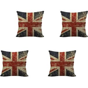 OCEAN 4 stk British Flag Pudebetræk, Union Jack Flag Vintage Style Pille