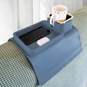 Anti-Slip Silikone Sofa Arm Bakke med Kopholder Sofa Kopholder Bakke Armlæn Fjernbetjening og Mobil Organizer Holder Blå