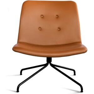 Bent Hansen Primum Loungestol SH: 38 cm - Cognac Adrian Læder/Sort Metal m. Drejestel