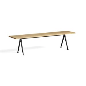 Hay Pyramid Bench 12 L: 190 cm - Black Steel Base/Clear Lacquered Oak