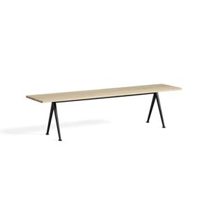 Hay Pyramid Bench 12 L: 190 cm - Black Steel Base/Matt Lacquered Oak