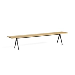 HAY Pyramid Bench 12 L: 250 cm - Black Steel Base/Clear Lacquered Oak