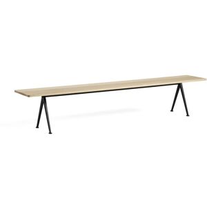 Hay Pyramid Bench 12 L: 250 cm - Black Steel Base/Matt Lacquered Oak