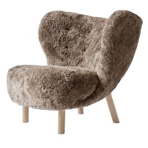 &Tradition Little Petra VB1 Lounge Chair SH: 40 cm - White Oiled Oak/Sheepskin Sahara