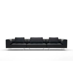 Fredericia 450 Delphi 4 Pers. Sofa L: 360 cm - Sort Cava Læder/Aluminium
