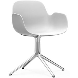 Normann Copenhagen Form Drejestol m. armlæn SH: 44cm - Hvid/Aluminium