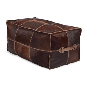 Natures Collection Premium Quality Calf Leather Pouf With Handle 82x48 cm - Brown