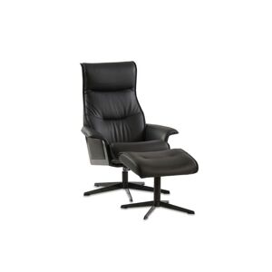 IMG Comfort Luxor M Lænestol m. Fodskammel SH: 45 cm - Prime 301 Black/Sort Stål