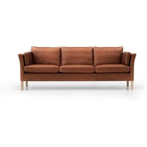 Mogens Hansen 2225 3 Pers Sofa L: 218 cm - Cognac Loke Læder /Firkantede Egetræsben