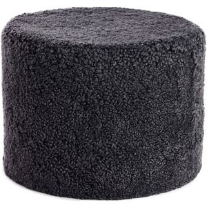 Natures Collection New Zealand Sheepskin Round Pouf Short Wool Curly Ø: 41 cm - Anthracite