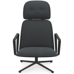 Normann Copenhagen Pad Lænestol Høj m. Drejestel H: 116,4 cm - Black Alu/Black Oak Yoredale