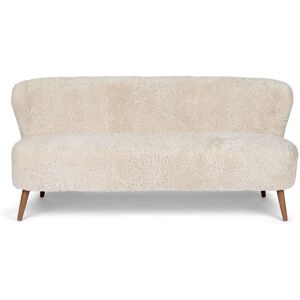 Natures Collection Emanuel Lounge 2 Seater Sofa in New Zealand Sheepskin B: 165 cm - Pearl/Walnut