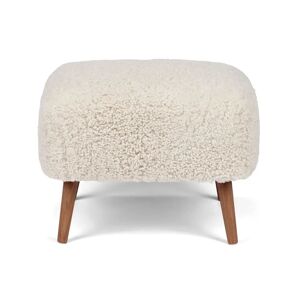 Natures Collection Emily Lounge Foot Rest Stool in New Zealand Sheepskin H: 40 cm - Pearl/Walnut