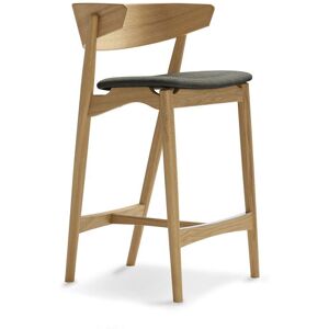 Sibast Furniture No 7 Bar Stool SH: 65 cm - White Pigmented Laquered Oak / Remix 133 Dark Grey