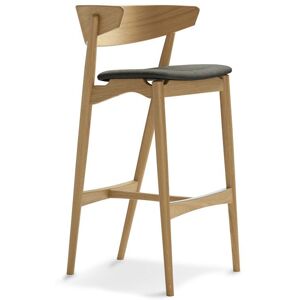 Sibast Furniture No 7 Bar Stool SH: 75 cm - White Pigmented Laquered Oak / Remix 133 Dark Grey