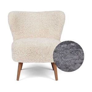 Natures Collection Emily Lounge Chair in New Zealand Sheepskin B: 60 - Light Grey/Walnut