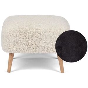 Natures Collection Emily Lounge Foot Rest Stool in New Zealand Sheepskin H: 40 cm - Black/Oak