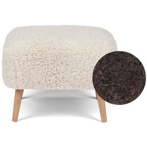 Natures Collection Emily Lounge Foot Rest Stool in New Zealand Sheepskin H: 40 cm - Cappuccino/Oak