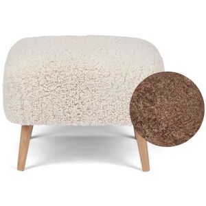 Natures Collection Emily Lounge Foot Rest Stool in New Zealand Sheepskin H: 40 cm - Taupe/Oak