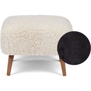 Natures Collection Emily Lounge Foot Rest Stool in New Zealand Sheepskin H: 40 cm - Black/Walnut