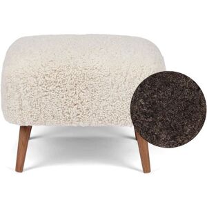 Natures Collection Emily Lounge Foot Rest Stool in New Zealand Sheepskin H: 40 cm - Cappuccino/Walnut