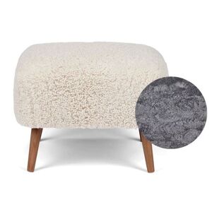 Natures Collection Emily Lounge Foot Rest Stool in New Zealand Sheepskin H: 40 cm - Light Grey/Walnut
