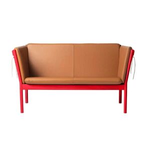 FDB Møbler J148 2 Pers. Sofa Erik Ole Jørgensen L: 150 cm - Eg Ruby Red/Cognac Læder