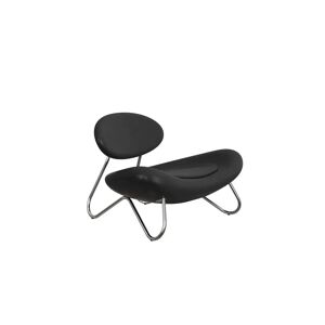 Woud Meadow Lounge Chair SH: 37 cm - Dunes Leather Black/Chrome