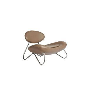 Woud Meadow Lounge Chair SH: 37 cm - Envy Leather Nougat/Chrome