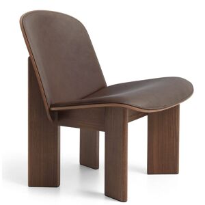 HAY Chisel Lounge Chair Polstret SH: 39 cm - Black Lacquered Oak/Sense Leather Dark Brown