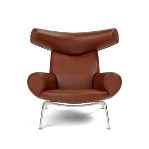 Fredericia Wegner Ox Chair - Læder Cera 905 Russet Brown/Børstet Rustfrit Stål