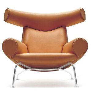 Fredericia 1000 Wegner Ox Chair SH: 36 cm - Cognac Læder/Forkromet Stål