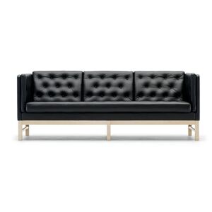 Fredericia Erik Jørgensen EJ 315-3 3 Pers. Sofa L: 210 cm - Sort Semianilin Læder/Sæbebehandlet Eg