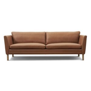 Mogens Hansen MH 2301 3-personers Sofa (2-delt) L 222 cm - Gefion Semianilin Læder/Cognac nr. 15/Sæbebehandlet Eg