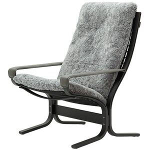 LK Hjelle Siesta Ovis Lænestol Høj Med Armlæn - Black/Sheepskin Scandinavian Grey