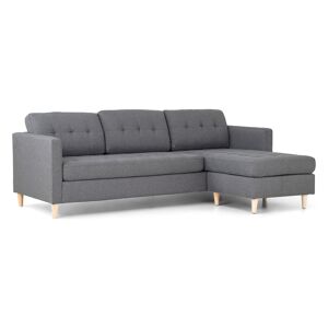 Marino sofa, chaiselongsofa højre eller venstrevendt i stof lysegrå og med træben.