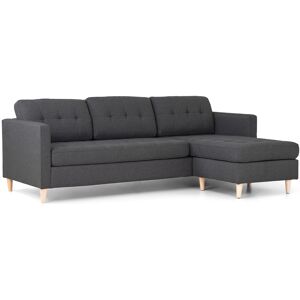 Marino sofa, chaiselongsofa højre eller venstrevendt i stof mørkegrå og med træben.